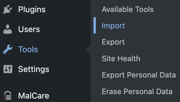 Tools > Import